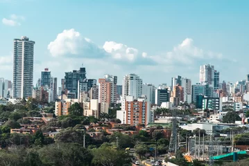 Fototapeten Bucaramanga, Santander, Colombia. February 20, 2023: panoramic landscape of the city of bucaramanga and blue sky. © camaralucida1