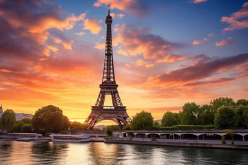 Fotobehang Eiffeltoren eiffel tower at sunset in paris