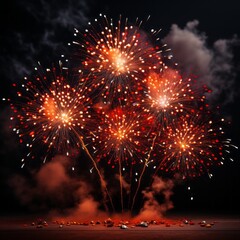 Colorful fireworks against a dark night sky. Generative AI. 