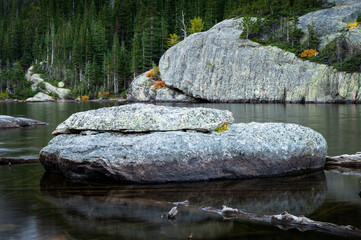 Large Rock In Lake