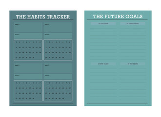 Set of The Habits Tracker planner. (turquoise)