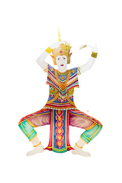 Thai Manora paint on door in Wat Kang Pla, Thung Song, Nakhon Si Thammarat