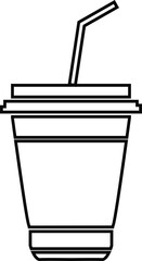 black line Cup of coffee icon. Paper cup logo template. Takeaway concept. Disposable cup of coffee isolated on transparent background. plastic container for drink.