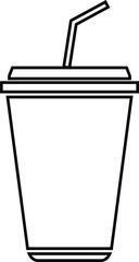 black line Cup of coffee icon. Paper cup logo template. Takeaway concept. Disposable cup of coffee isolated on transparent background. plastic container for drink.