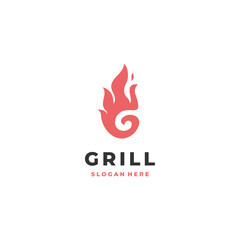 Grill steak logo vector