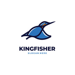 King fisher bird logo line modern vector