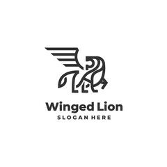 lion modern line logo vector
