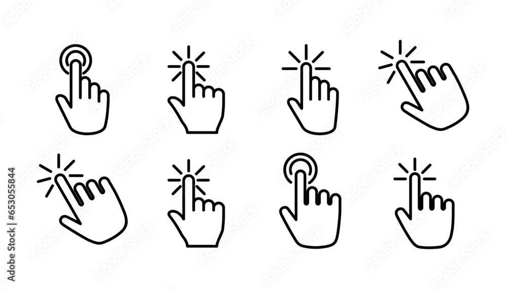 Poster hand click icon vector. clicking finger icon. pointer icon