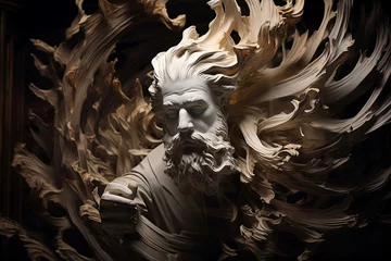 Fotobehang Greek statue of a vice man, Philosophical Evolution: Greek Statue Symbolizes Dynamic Intellectual Transformation. World Philosophy Day. © Kane