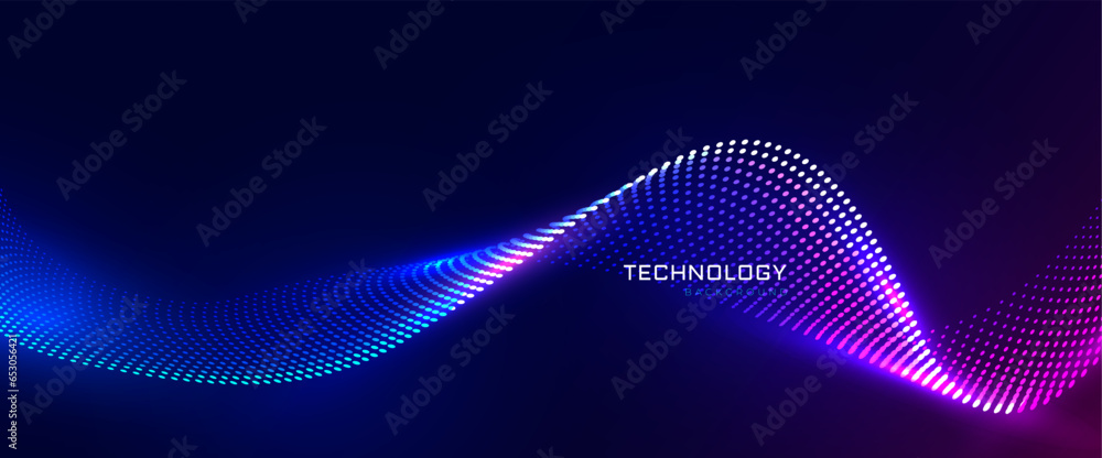 Poster abstract modern technology digital futuristic concept dynamic mesh blue wave lines. 3d particles mes