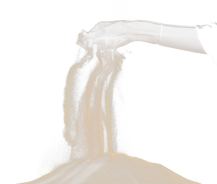 Hand releasing dropping sand on hill. Fine Sand flowing pouring through fingers hand against black background. Summer sand hill beach holiday vacation and time passing concept. Isolated freeze shot