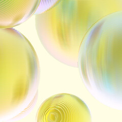 Abstract 3d object metal balls yellow gold gradient colors background.