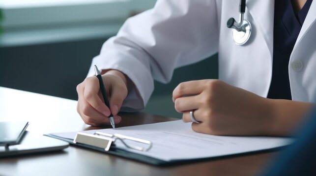 doctor writing a prescription to a patient generative ai