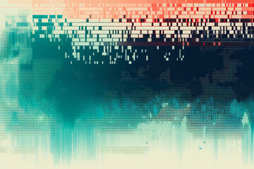 Glitch Textured Color Banner With Distress Effect Created Using Artificial Intelligence