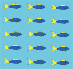 vector decoration  blue fish in school