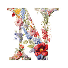 floral font letter N