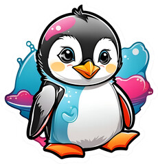 Fototapeta premium Playful Cute Little Colorful Penguin Bird Vector Illustration Cartoon Transparent Kids Stickers