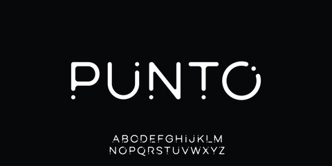 Creative modern alphabet. Typography with dot at the edge. minimalist style fonts set. vector illustration