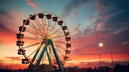 ferris wheel at sunset