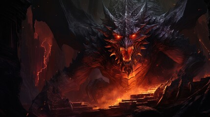 dragons lair, digital art illustration, Generative AI