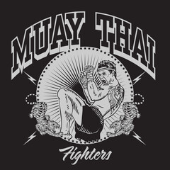 Muay Thai Fighter Illustration Emblem Design