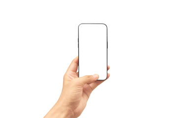 Hand holding smartphone device and touching screen