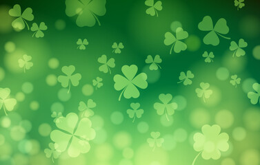 Bokeh background with falling clover leaves