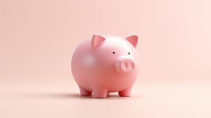 Pink piggy bank on pink background. Concept for money savings. generative AI