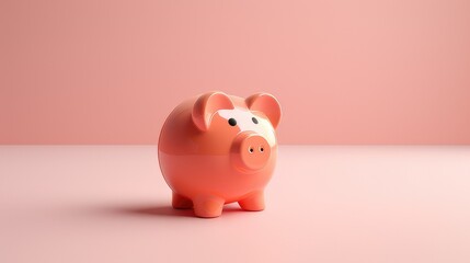 Pink piggy bank on pink background. Concept for money savings. generative AI - obrazy, fototapety, plakaty
