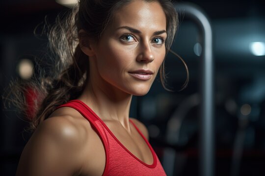 Close up image of attractive fitness woman