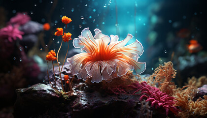Fototapeta na wymiar Underwater beauty colorful fish swim in a tropical coral reef generated by AI
