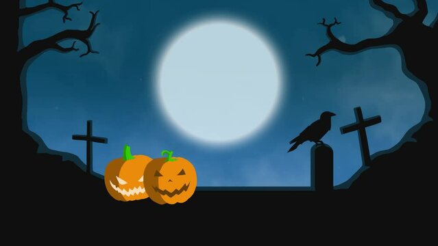 video background animation with horror spooky night cartoon style. you can add your own text