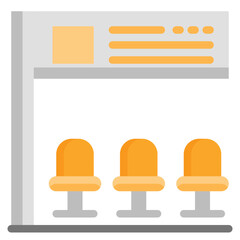  subway, train station, travel, chair, train station, waiting room Icon, Flat style icon vector illustration, Suitable for website, mobile app, print, presentation, infographic and any other project.