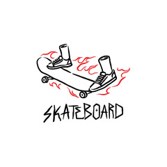 vintage hand drawn skateboard illustration