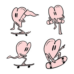 hand drawn mascot love skateboard