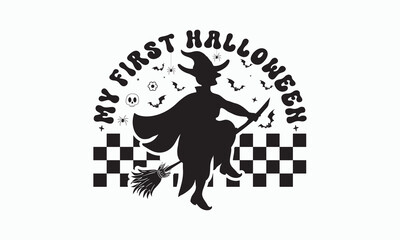 My first halloween svg, halloween svg design bundle, Retro halloween svg, happy halloween vector, pumpkin, witch, spooky, ghost, funny halloween t-shirt quotes Bundle, Cut File Cricut, Silhouette 