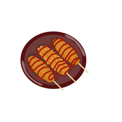 Tokkebi or corndog with sauce illustration