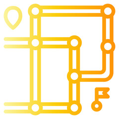  route, rail, public transport, train, railway, track, map Icon, gradien style icon vector illustration, Suitable for website, mobile app, print, presentation, infographic and any other project.