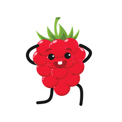 Red Funny Playful Raspberry | Cute Fruity Fruits