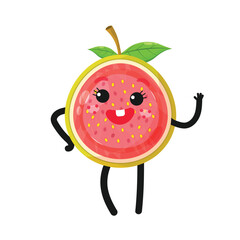 Red Smiling Playful Guava | Cute Fruity Fruits