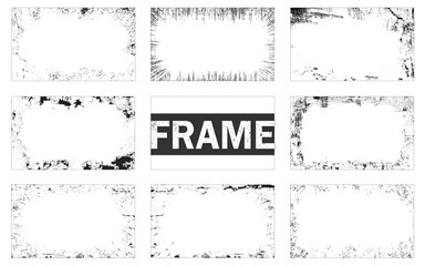 grunge textures frame set. background. vector illustration.