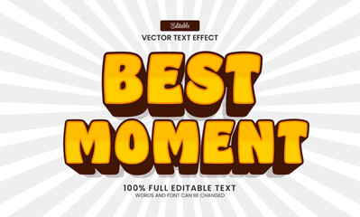 Design editable text effect, Best Moment 3d cartoon vector illustration