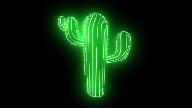 animated cactus tree logo with glowing neon lines