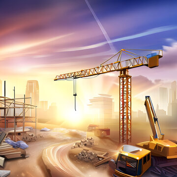 Construction site background with glamorous blue sky