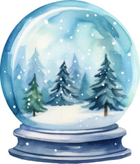 Christmas snow globe watercolor. Generative AI