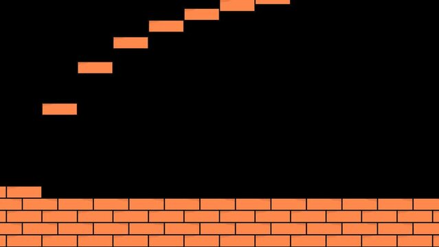 Animations of bricks being arranged into a wall transparent for video editing assets