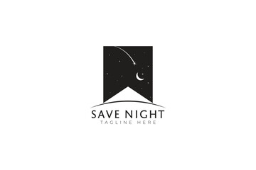 Save and Night Abstract Illustration Icon of Social Media App Business Content Creator Concept Logo