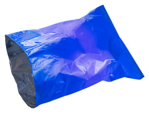 Empty Foil and plastic snack bags mockup isolated on white background, Yellow pillow packages for...