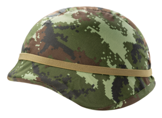 Soldier hat or Military hat isolated on white background, Army helmet on White Background PNG File..