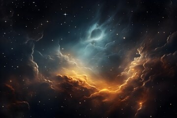 Colorful space galaxy cloud nebula. Stary night cosmos. Universe science astronomy. Supernova background wallpaper. generative ai - obrazy, fototapety, plakaty
